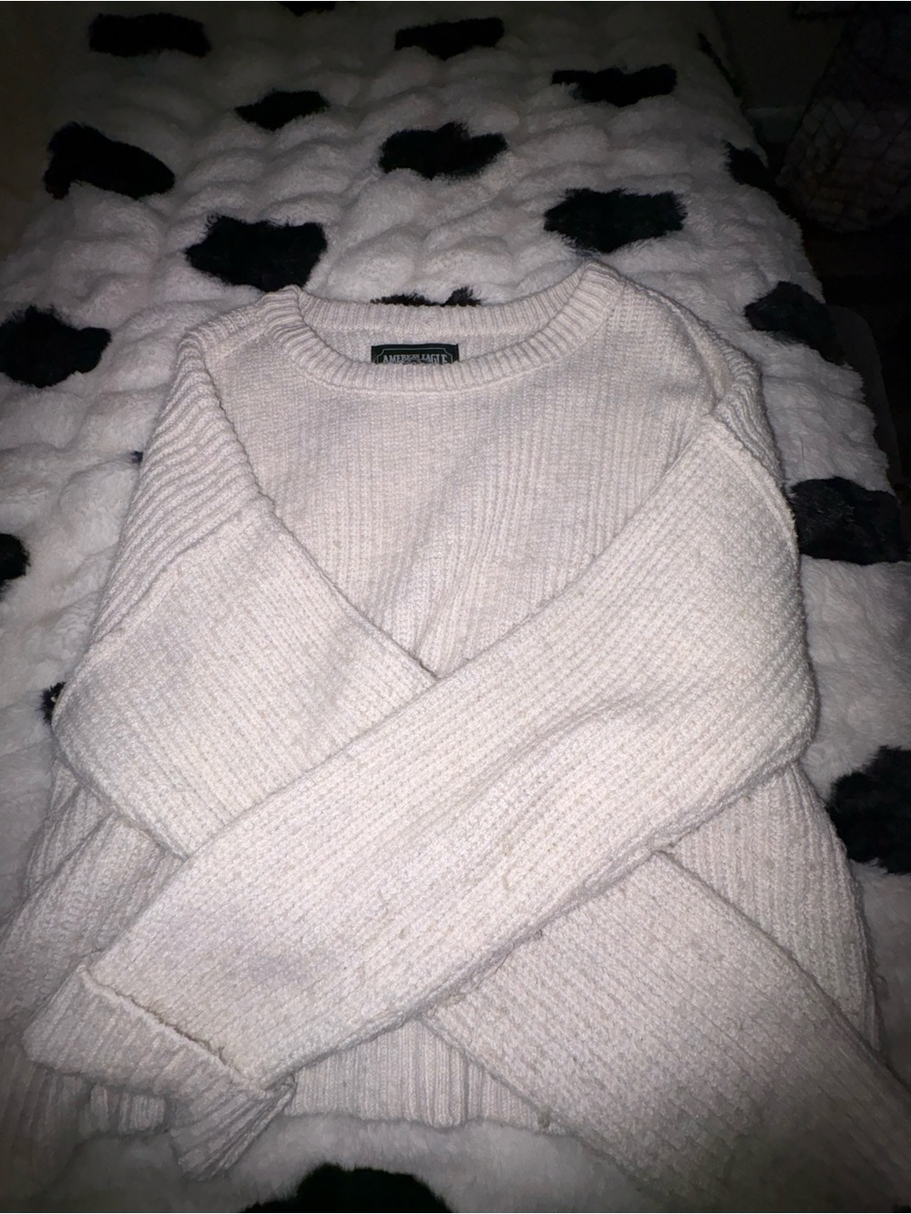 a new day Cream Ribbed Crewneck Sweater